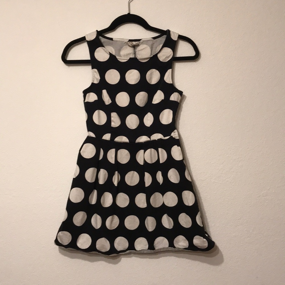50s Style White and Navy Polka Dot Dress